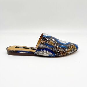 VERONICA BEARD Geri Flat Snakeskin Mules 